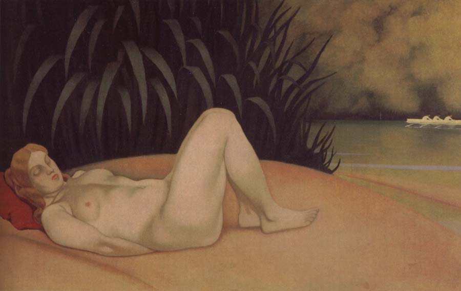 Nude sleeping on a bank